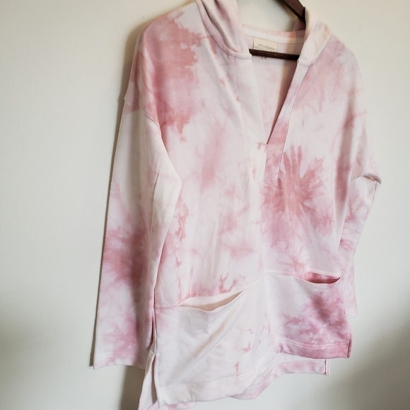 Melloday Pink Tie Dye Pullover Hoodie Sweatshirt Womens Size Small Oversized - Picture 1 of 11